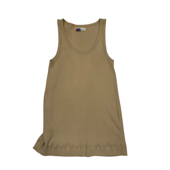 Free People Tops - Free People FP Beach Tank Dress Womens L Tan‎ EUC Ribbed Scoop Neck Sleeveless